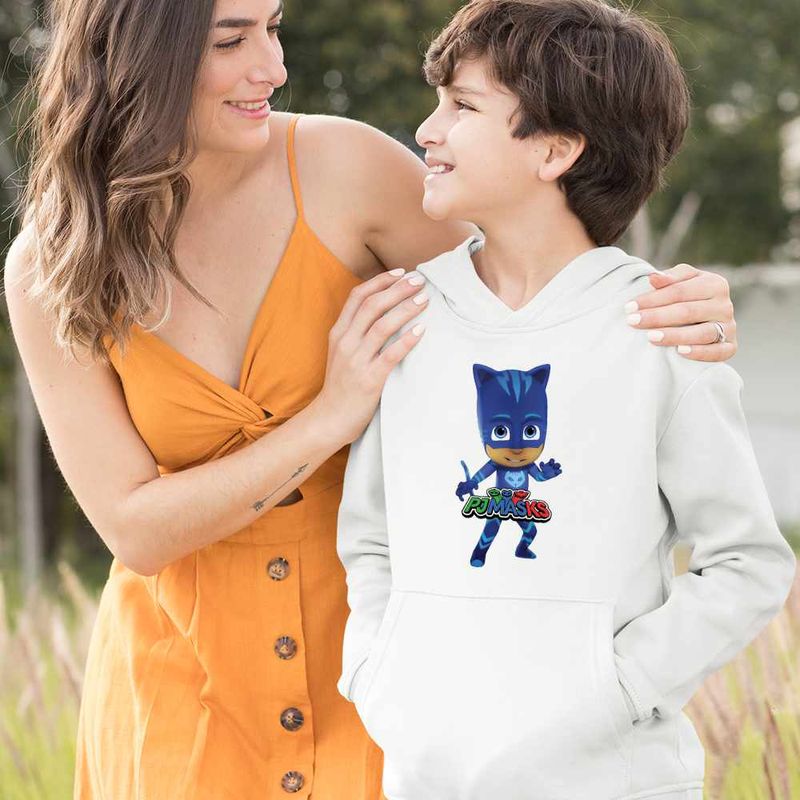 Fashion, accesorii si bijuterii - Copii - Imbracaminte copii - Pulovere si hanorace copii - Hanorac Copii Baieti Pj Masks Catboy Eroii Pijama, alb, marime XS Copii - Infinity.ro