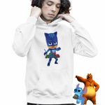 Fashion, accesorii si bijuterii - Copii - Imbracaminte copii - Pulovere si hanorace copii - Hanorac Copii Baieti Pj Masks Catboy Eroii Pijama, alb, marime XS Copii - Infinity.ro