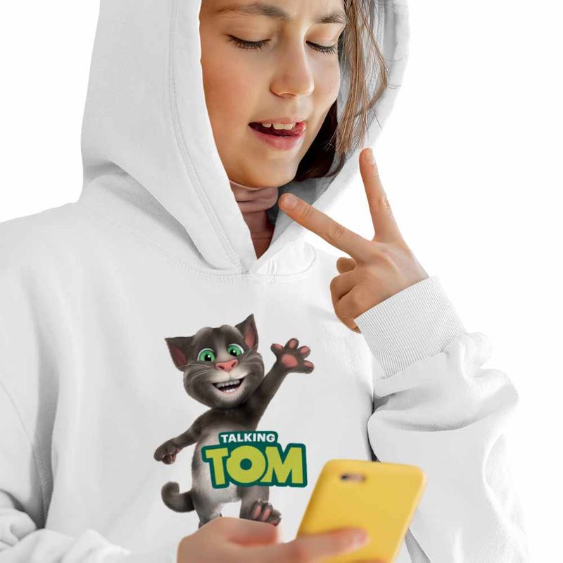 Fashion, accesorii si bijuterii - Copii - Imbracaminte copii - Pulovere si hanorace copii - Hanorac Copii Fete Talking Tom, alb, marime L Copii - Infinity.ro