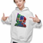 Fashion, accesorii si bijuterii - Copii - Imbracaminte copii - Pulovere si hanorace copii - Hanorac Copii Baieti Eroi in Pijamale PJ Masks Team, alb, marime XL Copii - Infinity.ro