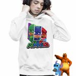 Fashion, accesorii si bijuterii - Copii - Imbracaminte copii - Pulovere si hanorace copii - Hanorac Copii Baieti Eroi in Pijamale PJ Masks Team, alb, marime XL Copii - Infinity.ro