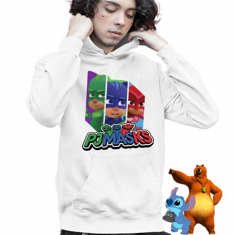Fashion, accesorii si bijuterii - Copii - Imbracaminte copii - Pulovere si hanorace copii - Hanorac Copii Baieti Eroi in Pijamale PJ Masks Team, alb, marime XL Copii - Infinity.ro