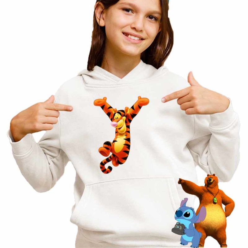 Fashion, accesorii si bijuterii - Copii - Imbracaminte copii - Pulovere si hanorace copii - Hanorac Copii Fete Tigrul Tigger Ursuletul Winnie the Pooh Puh, alb, marime XS Copii - Infinity.ro