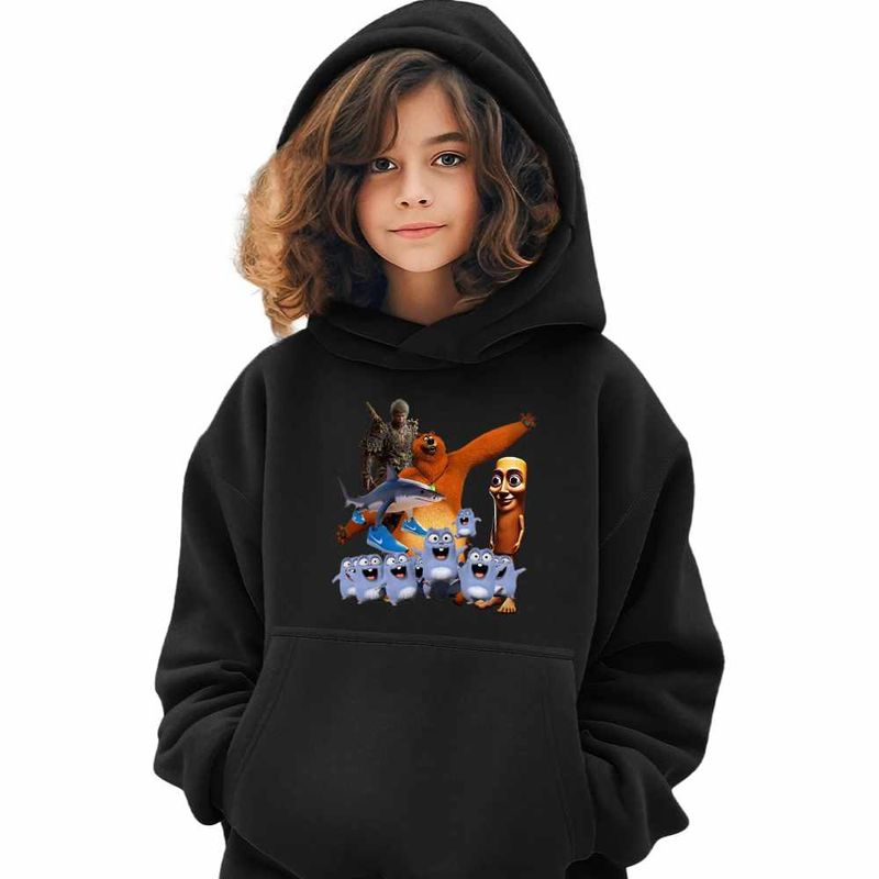 Fashion, accesorii si bijuterii - Copii - Imbracaminte copii - Pulovere si hanorace copii - Hanorac Copii Fete Grizzy Lemingi Brainrot Tung Sahur Tralalero Wukong, negru, marime XS Copii - Infinity.ro