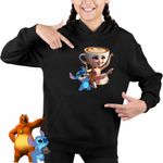 Fashion, accesorii si bijuterii - Copii - Imbracaminte copii - Pulovere si hanorace copii - Hanorac Copii Fete Stitch Balerina Cappucina Tiktok, negru, marime XL Copii - Infinity.ro