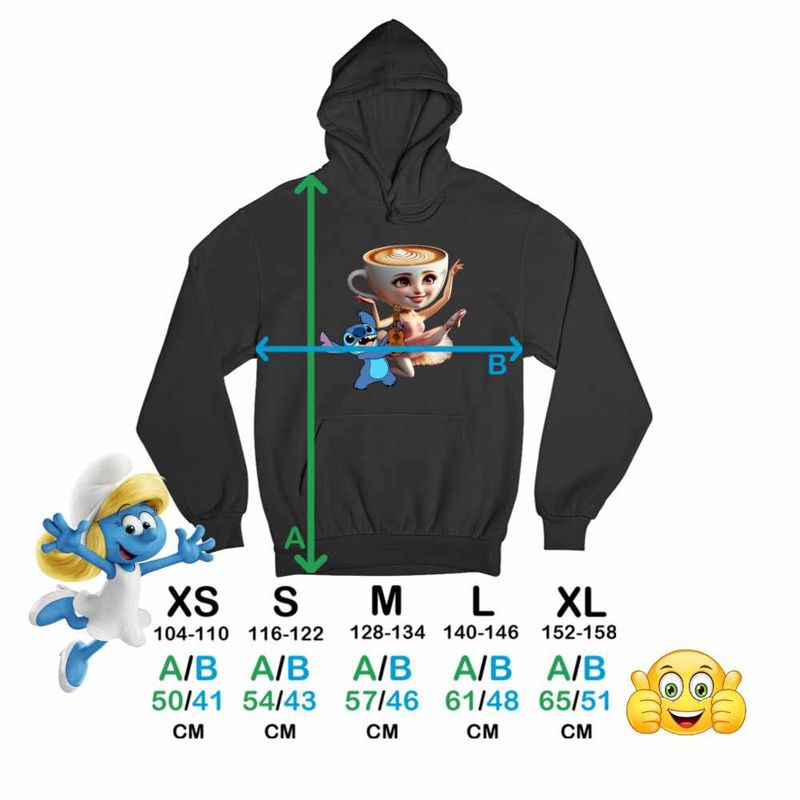 Fashion, accesorii si bijuterii - Copii - Imbracaminte copii - Pulovere si hanorace copii - Hanorac Copii Fete Stitch Balerina Cappucina Tiktok, negru, marime XL Copii - Infinity.ro