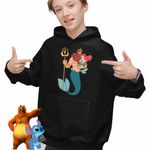 Fashion, accesorii si bijuterii - Copii - Imbracaminte copii - Pulovere si hanorace copii - Hanorac Copii Baieti Triton Mica Sirena Ariel, negru, marime XS Copii - Infinity.ro