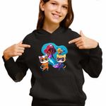 Fashion, accesorii si bijuterii - Copii - Imbracaminte copii - Pulovere si hanorace copii - Hanorac Copii Fete Super Pisicute Ghem Sclipi Ariel Mica Sirena, negru, marime L Copii - Infinity.ro