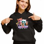 Fashion, accesorii si bijuterii - Copii - Imbracaminte copii - Pulovere si hanorace copii - Hanorac Copii Fete Super Pisicute Happy Birthday, negru, marime XS Copii - Infinity.ro