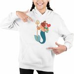 Fashion, accesorii si bijuterii - Copii - Imbracaminte copii - Pulovere si hanorace copii - Hanorac Copii Fete Triton Mica Sirena Ariel, alb, marime XL Copii - Infinity.ro