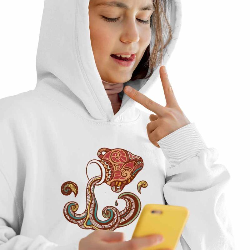 Fashion, accesorii si bijuterii - Copii - Imbracaminte copii - Pulovere si hanorace copii - Hanorac Copii Fete Varsator Zodiac Horoscop Aquarius Mandala Astrologie, alb, marime L Copii - Infinity.ro