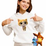 Fashion, accesorii si bijuterii - Copii - Imbracaminte copii - Pulovere si hanorace copii - Hanorac Copii Fete SuperKitties Sclipi Sparks Super Pisicute, alb, marime L Copii - Infinity.ro