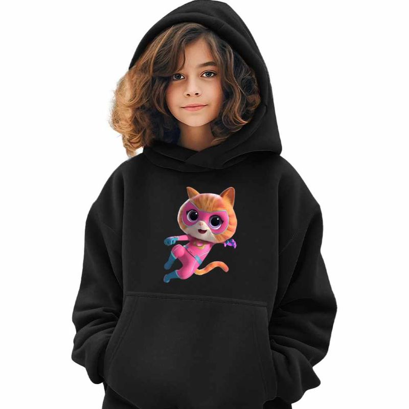 Fashion, accesorii si bijuterii - Copii - Imbracaminte copii - Pulovere si hanorace copii - Hanorac Copii Fete Super Pisicute Ginny SuperKitties, negru, marime M Copii - Infinity.ro