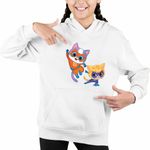 Fashion, accesorii si bijuterii - Copii - Imbracaminte copii - Pulovere si hanorace copii - Hanorac Copii Fete Super Pisicute Ghem Sclipi, alb, marime S Copii - Infinity.ro