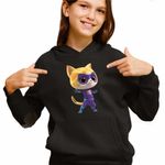 Fashion, accesorii si bijuterii - Copii - Imbracaminte copii - Pulovere si hanorace copii - Hanorac Copii Fete Super Pisicute Sclipi Sparks SuperKitties, negru, marime XL Copii - Infinity.ro