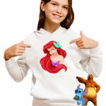 Fashion, accesorii si bijuterii - Copii - Imbracaminte copii - Pulovere si hanorace copii - Hanorac Copii Fete Little Mermaid Ariel Mica Sirena, alb, marime S Copii - Infinity.ro