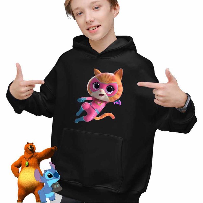Fashion, accesorii si bijuterii - Copii - Imbracaminte copii - Pulovere si hanorace copii - Hanorac Copii Baieti Super Pisicute Ginny SuperKitties, negru, marime XS Copii - Infinity.ro