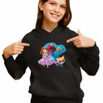 Fashion, accesorii si bijuterii - Copii - Imbracaminte copii - Pulovere si hanorace copii - Hanorac Copii Fete Sofia Ariel Sclipi Super Pisicute, negru, marime S Copii - Infinity.ro
