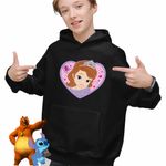 Fashion, accesorii si bijuterii - Copii - Imbracaminte copii - Pulovere si hanorace copii - Hanorac Copii Baieti Sofia Intai Inima Desene, negru, marime XS Copii - Infinity.ro