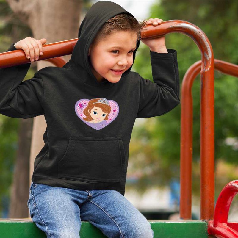Fashion, accesorii si bijuterii - Copii - Imbracaminte copii - Pulovere si hanorace copii - Hanorac Copii Baieti Sofia Intai Inima Desene, negru, marime XS Copii - Infinity.ro