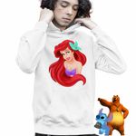 Fashion, accesorii si bijuterii - Copii - Imbracaminte copii - Pulovere si hanorace copii - Hanorac Copii Baieti Little Mermaid Ariel Mica Sirena, alb, marime M Copii - Infinity.ro