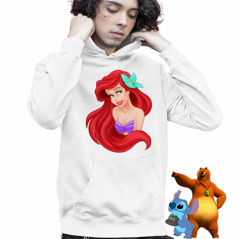 Fashion, accesorii si bijuterii - Copii - Imbracaminte copii - Pulovere si hanorace copii - Hanorac Copii Baieti Little Mermaid Ariel Mica Sirena, alb, marime M Copii - Infinity.ro