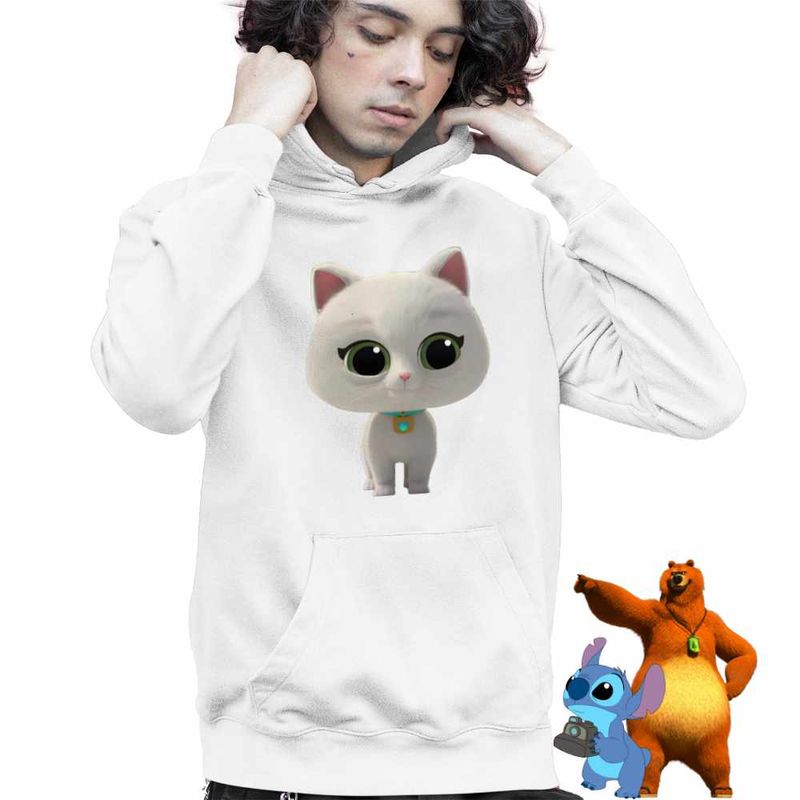 Fashion, accesorii si bijuterii - Copii - Imbracaminte copii - Pulovere si hanorace copii - Hanorac Copii Baieti SuperKitties Bitsy Super Pisicute, alb, marime L Copii - Infinity.ro