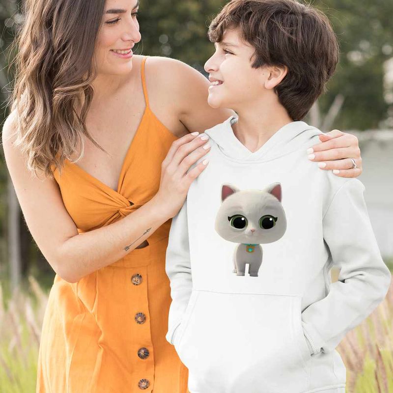 Fashion, accesorii si bijuterii - Copii - Imbracaminte copii - Pulovere si hanorace copii - Hanorac Copii Baieti SuperKitties Bitsy Super Pisicute, alb, marime L Copii - Infinity.ro