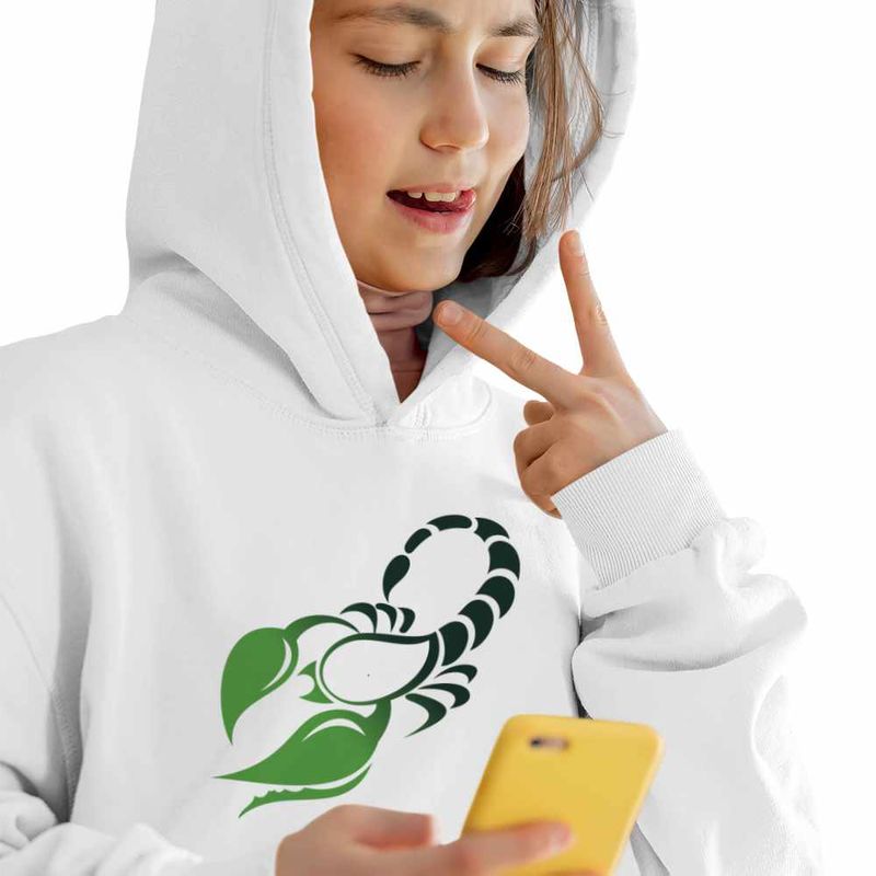 Fashion, accesorii si bijuterii - Copii - Imbracaminte copii - Pulovere si hanorace copii - Hanorac Copii Fete Scorpion Horoscop Zodie Astrologie Scorpio, alb, marime M Copii - Infinity.ro