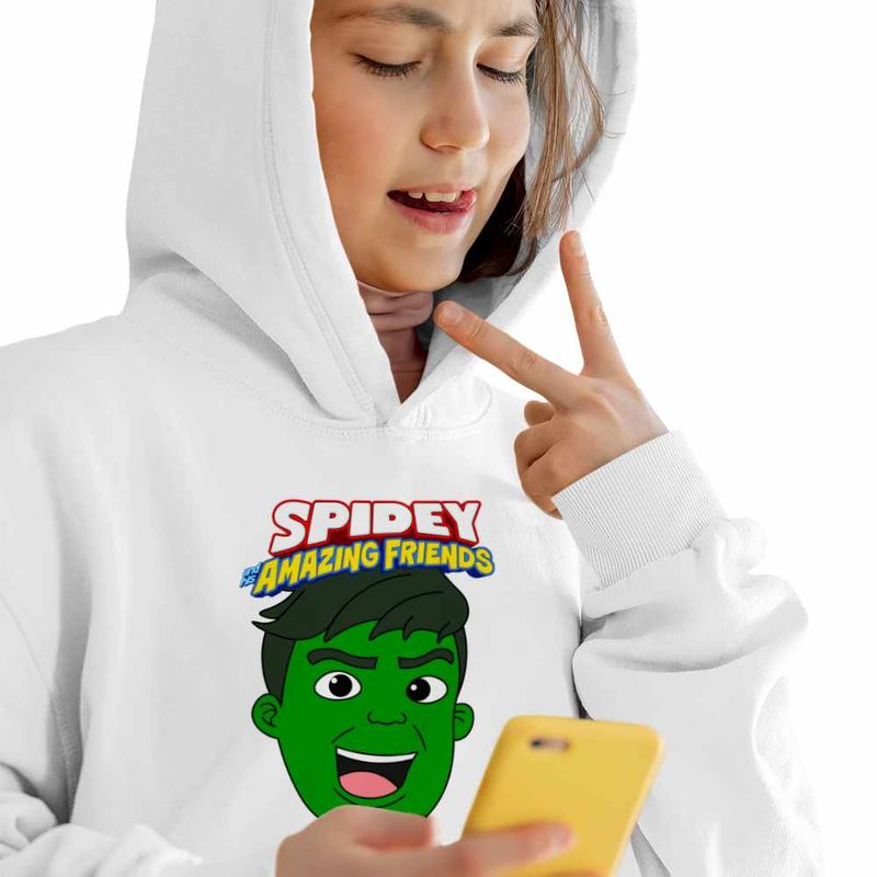 Fashion, accesorii si bijuterii - Copii - Imbracaminte copii - Pulovere si hanorace copii - Hanorac Copii Fete Hulk Spidey Marvel hulc, alb, marime XL Copii - Infinity.ro