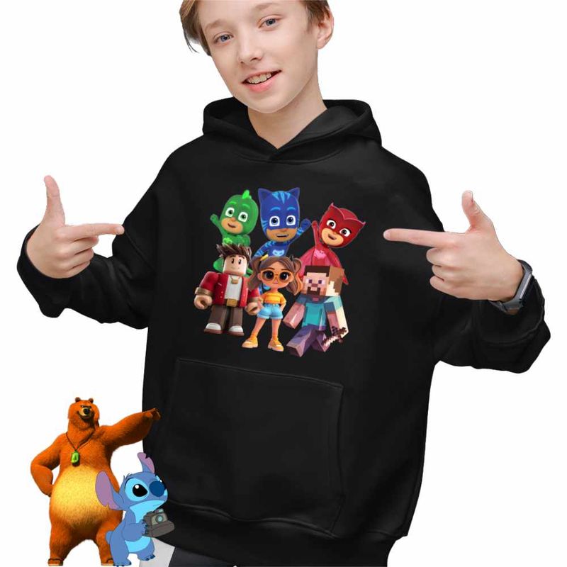 Fashion, accesorii si bijuterii - Copii - Imbracaminte copii - Pulovere si hanorace copii - Hanorac Copii Baieti PJ Masks Roblox Minecraft, negru, marime L Copii - Infinity.ro