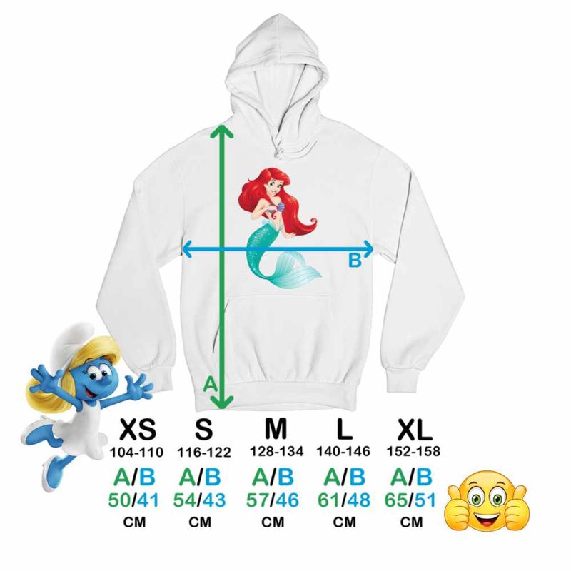 Fashion, accesorii si bijuterii - Copii - Imbracaminte copii - Pulovere si hanorace copii - Hanorac Copii Fete Little Mermaid Ariel Printesa, alb, marime S Copii - Infinity.ro
