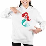 Fashion, accesorii si bijuterii - Copii - Imbracaminte copii - Pulovere si hanorace copii - Hanorac Copii Fete Little Mermaid Ariel Printesa, alb, marime S Copii - Infinity.ro