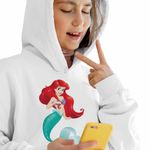 Fashion, accesorii si bijuterii - Copii - Imbracaminte copii - Pulovere si hanorace copii - Hanorac Copii Fete Little Mermaid Ariel Printesa, alb, marime S Copii - Infinity.ro