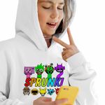 Fashion, accesorii si bijuterii - Copii - Imbracaminte copii - Pulovere si hanorace copii - Hanorac Copii Fete Sprunki Horror Music Game, alb, marime XL Copii - Infinity.ro