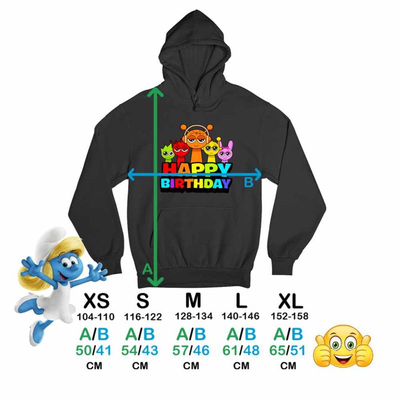 Fashion, accesorii si bijuterii - Copii - Imbracaminte copii - Pulovere si hanorace copii - Hanorac Copii Fete Sprunki Happy Birthday Gamer, negru, marime XL Copii - Infinity.ro