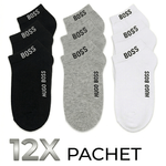 Fashion, accesorii si bijuterii - Barbati - Lenjerie si pijamale barbati - Sosete si ciorapi barbati - Set 12 perechi sosete la glezna Hugo Boss, alb, negru, gri, marimea 41-46 - Infinity.ro