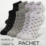 Fashion, accesorii si bijuterii - Barbati - Lenjerie si pijamale barbati - Sosete si ciorapi barbati - Set 12 perechi sosete la glezna Calvin Klein, alb, negru, gri, marimea 41-46 - Infinity.ro