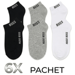 Fashion, accesorii si bijuterii - Barbati - Lenjerie si pijamale barbati - Sosete si ciorapi barbati - Set 6 perechi sosete la glezna Hugo Boss, alb, negru, gri, marimea 41-46 - Infinity.ro