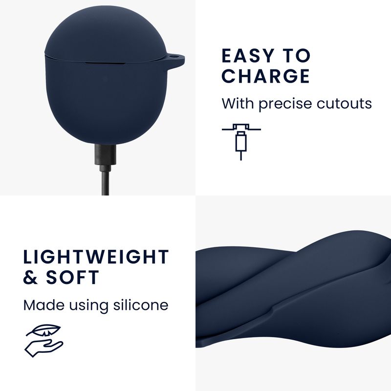 TV, Audio-Video si Foto - Portabile audio - Casti audio - Husa casti Kwmobile pentru Google Pixel Buds 2a, protectie la zgarieturi, Silicon, albastru - Infinity.ro