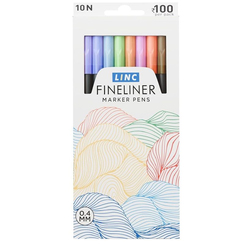 Carti si Birotica - Birotica - Instrumente de scris - Markere si carioci - Set 10 Finelinere LINC, Culori Asortate, Varf Fin pentru Contur si Schite, Capac Ventilat de Siguranta, Cutie Carton - Infinity.ro