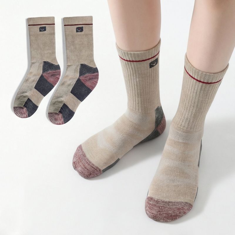 Fashion, accesorii si bijuterii - Barbati - Lenjerie si pijamale barbati - Sosete si ciorapi barbati - Sosete Termice pentru Ski si Drumetii, 92% Lana Merino, Groase, Respirabile, Uscare Rapida, Unisex - Beige, M (35 - 39) - Infinity.ro