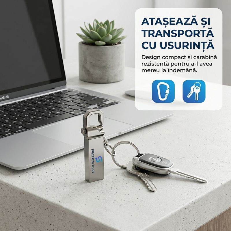 PC, gaming si accesorii - Periferice PC - Memorii USB - Stick USB/Memorie USB capacitate 128 GB, USB 3.0, OTG, compatibil Laptop/ PC, Design Breloc, Carcasa Metalica, Argintiu - Infinity.ro