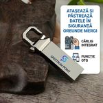 PC, gaming si accesorii - Periferice PC - Memorii USB - Stick USB/Memorie USB capacitate 128 GB, USB 3.0, OTG, compatibil Laptop/ PC, Design Breloc, Carcasa Metalica, Argintiu - Infinity.ro