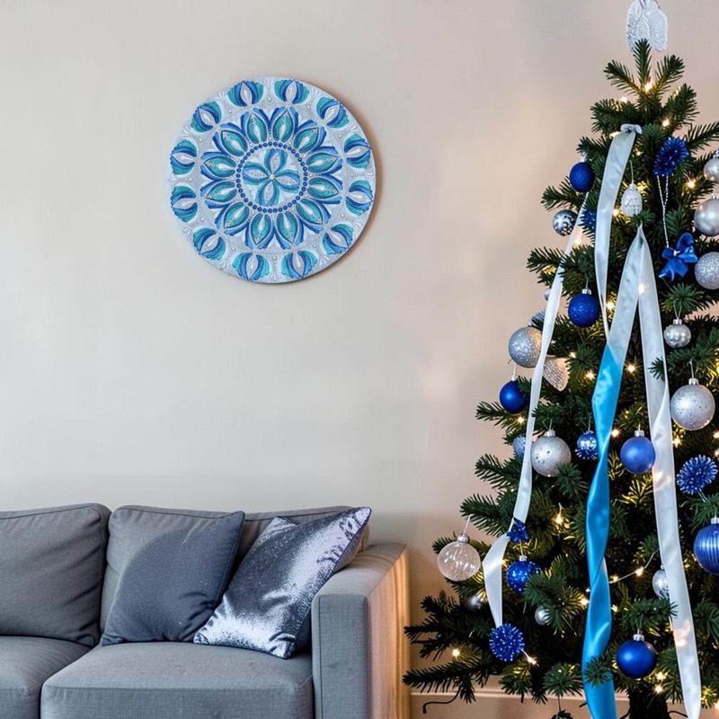 Casa si Gradina - Decoratiuni - Tablouri - NOU! Tablou mandala in culori de albastru si argintiu metalizat - Infinity.ro