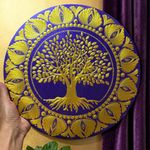 Casa si Gradina - Decoratiuni - Tablouri - Arborele vietii-Tablou Mandala Pictat Manual in culori regale auriu-mov, 30 cm - Infinity.ro