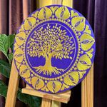 Casa si Gradina - Decoratiuni - Tablouri - Arborele vietii-Tablou Mandala Pictat Manual in culori regale auriu-mov, 30 cm - Infinity.ro