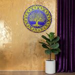 Casa si Gradina - Decoratiuni - Tablouri - Arborele vietii-Tablou Mandala Pictat Manual in culori regale auriu-mov, 30 cm - Infinity.ro