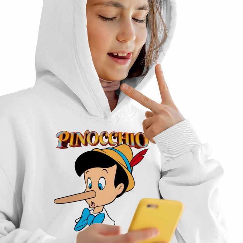 Fashion, accesorii si bijuterii - Copii - Imbracaminte copii - Pulovere si hanorace copii - Hanorac Copii Fete Pinocchio Nas Lung, alb, marime XS Copii - Infinity.ro