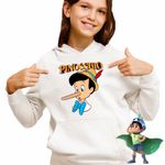 Fashion, accesorii si bijuterii - Copii - Imbracaminte copii - Pulovere si hanorace copii - Hanorac Copii Fete Pinocchio Nas Lung, alb, marime XS Copii - Infinity.ro